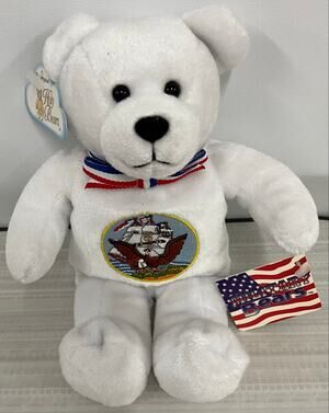 NOS Tags Vintage 9" Holy Bears !The Navy Bears Military! 2003 Bean Bag Plush